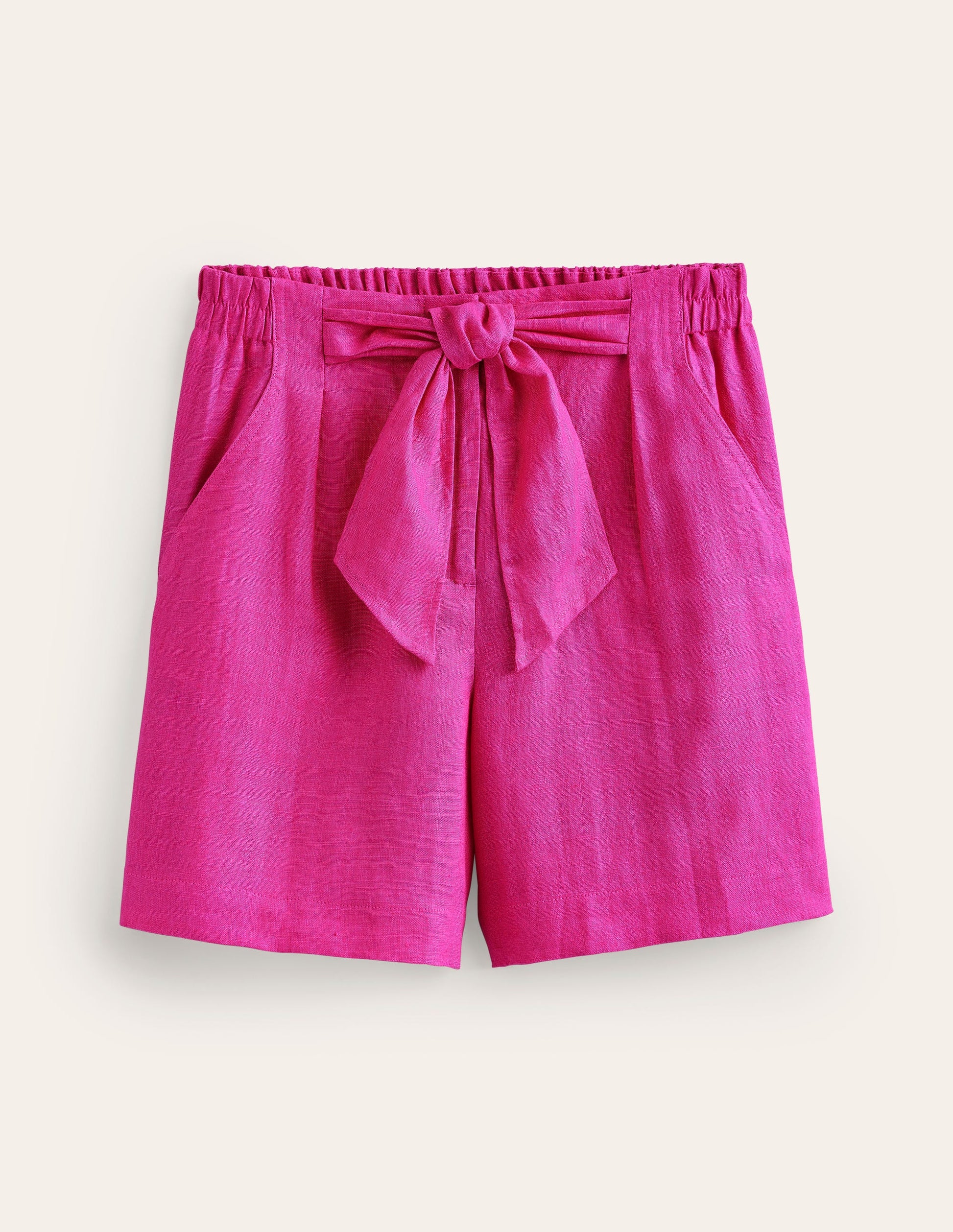Tie Waist Linen Shorts-Pop Pansy-6