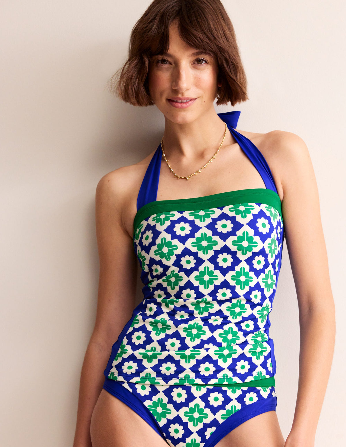 Santorini Tankini Top-Surf The Web, Geometric Stamp - Image 1