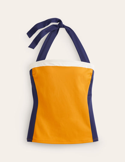 Santorini Tankini Top-Saffron Yellow Colourblock-5