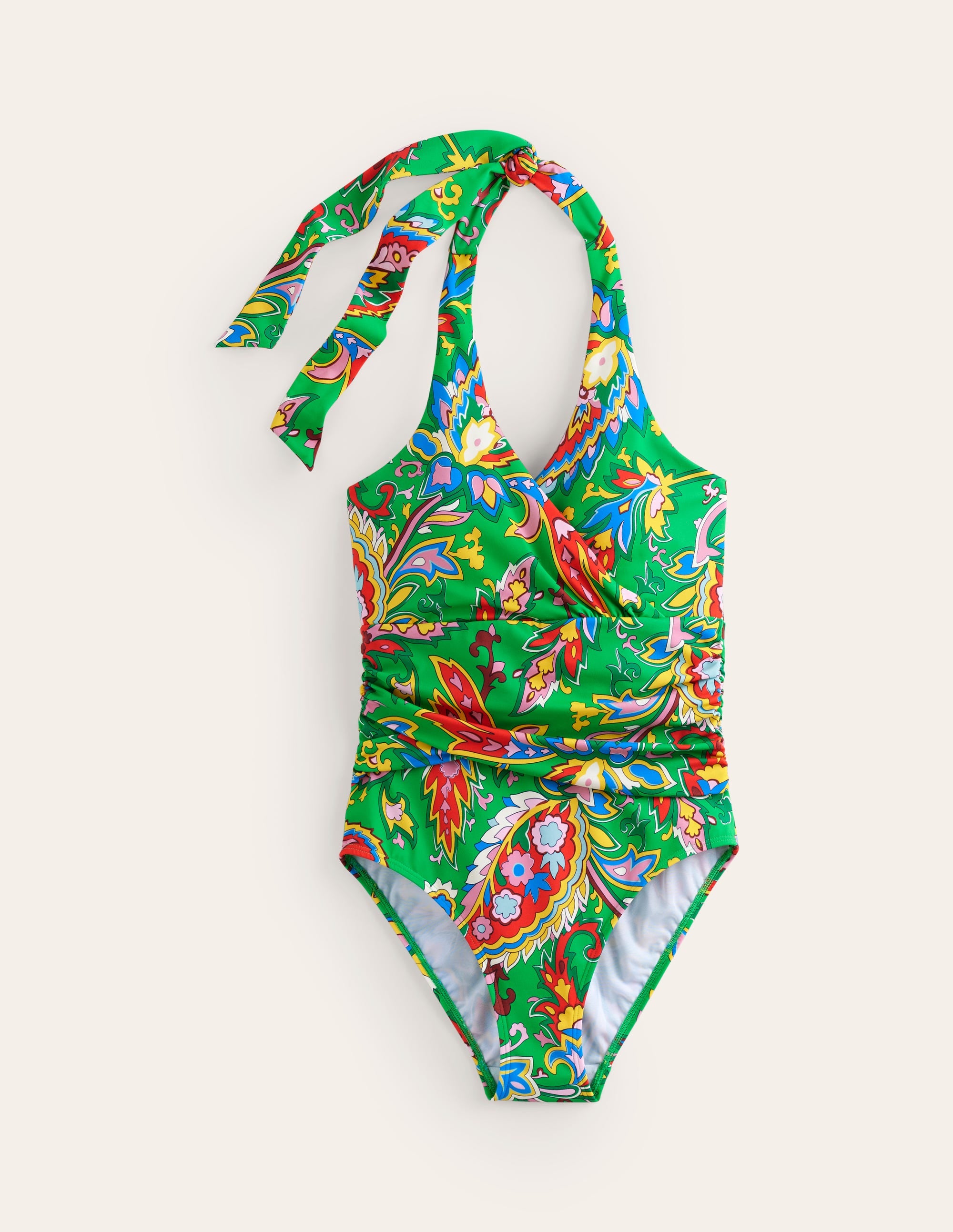 Levanzo Halter Swimsuit-Kelly Green, Paisley Azure - Image 5