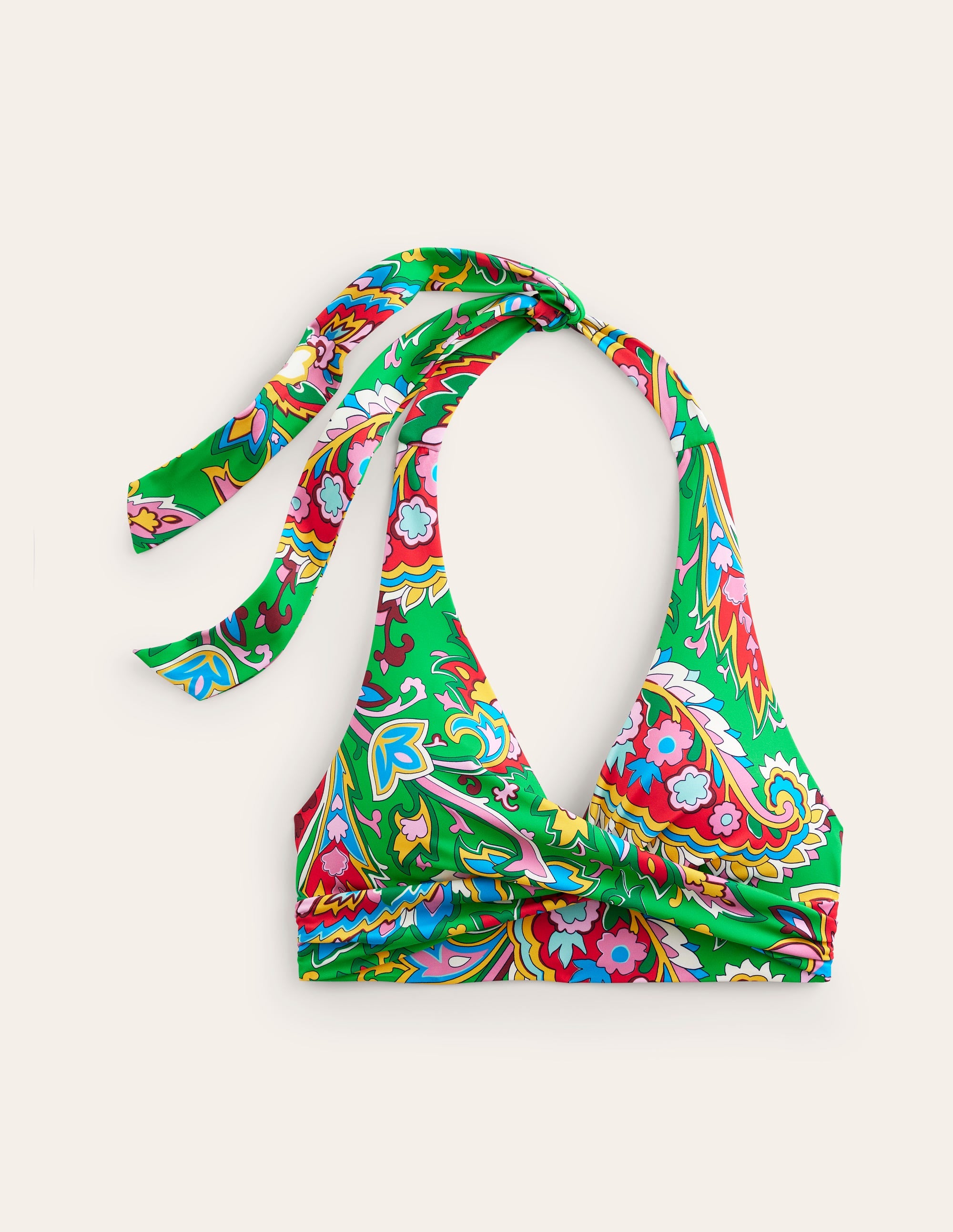 Levanzo Halter Bikini Top-Kelly Green, Paisley Azure - Image 5