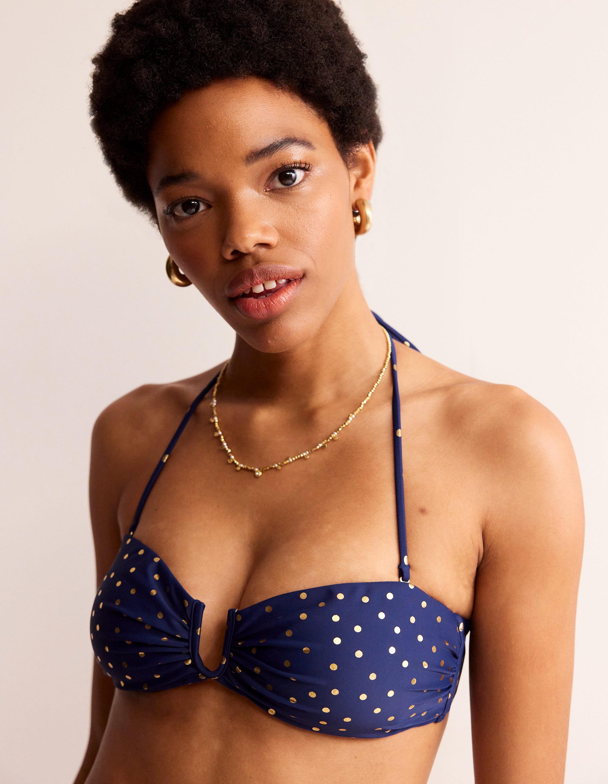 U Bar Bikini Top-Navy Foil Spot-1