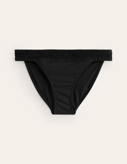 Milos Smocked Bikini Bottoms-Black