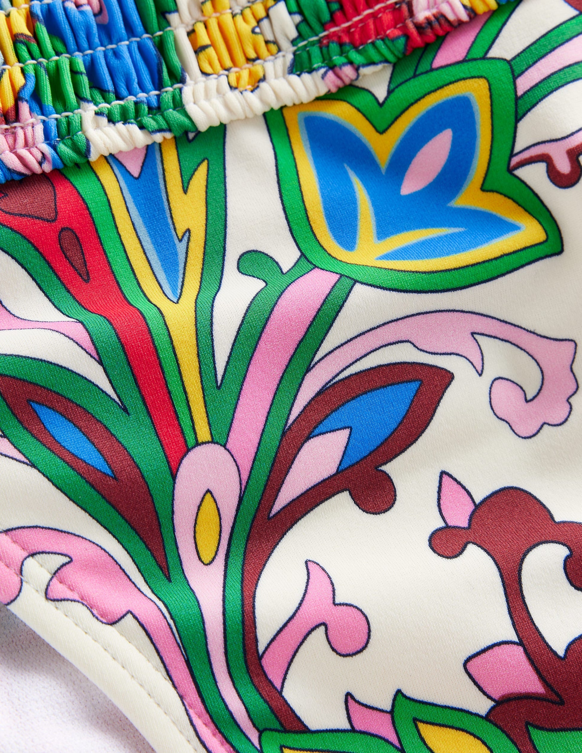 Milos Smocked Bikini Bottoms-Ivory, Paisley Azure-7