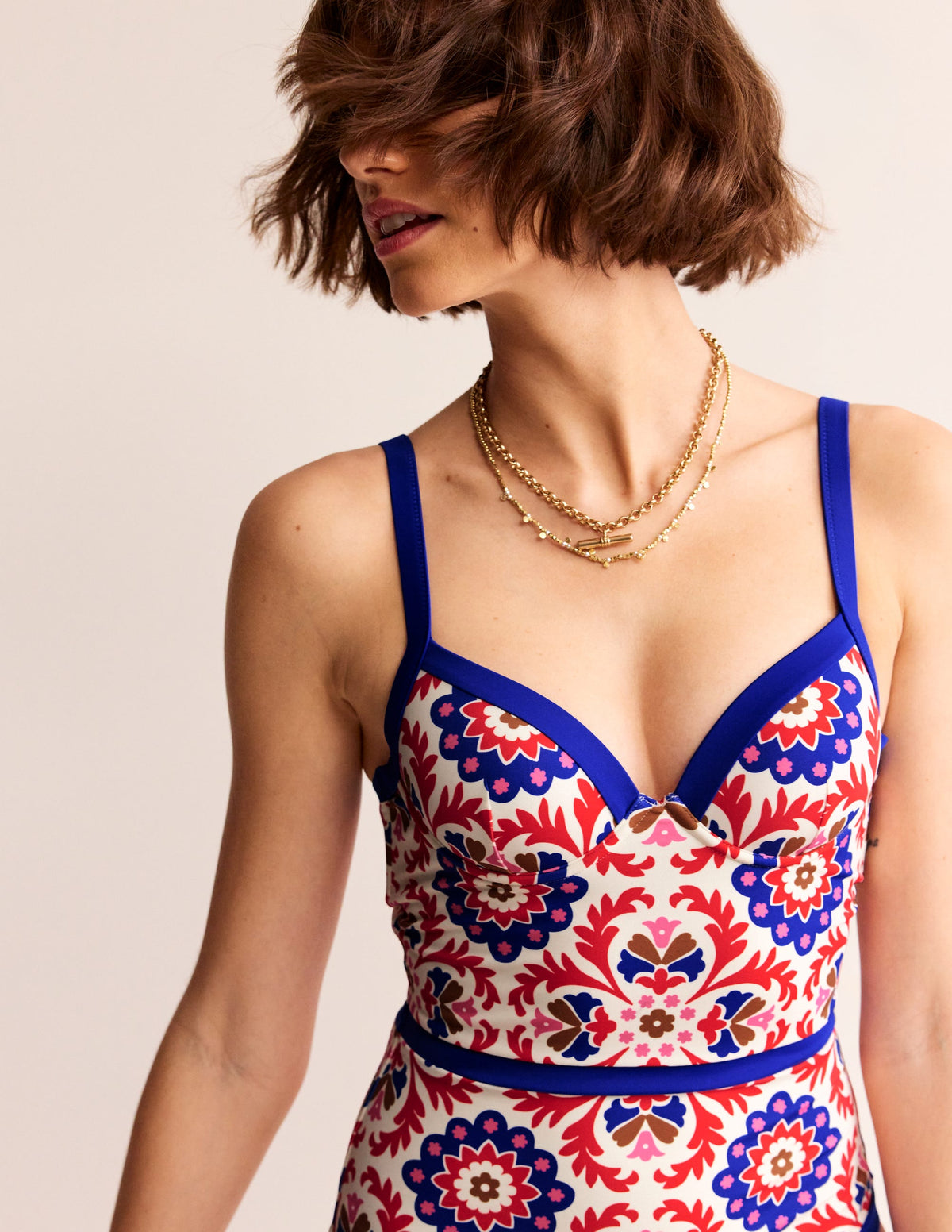 Colour Pop Cup Size Swimsuit-Rubicondo, Mosaic Bloom - Image 1