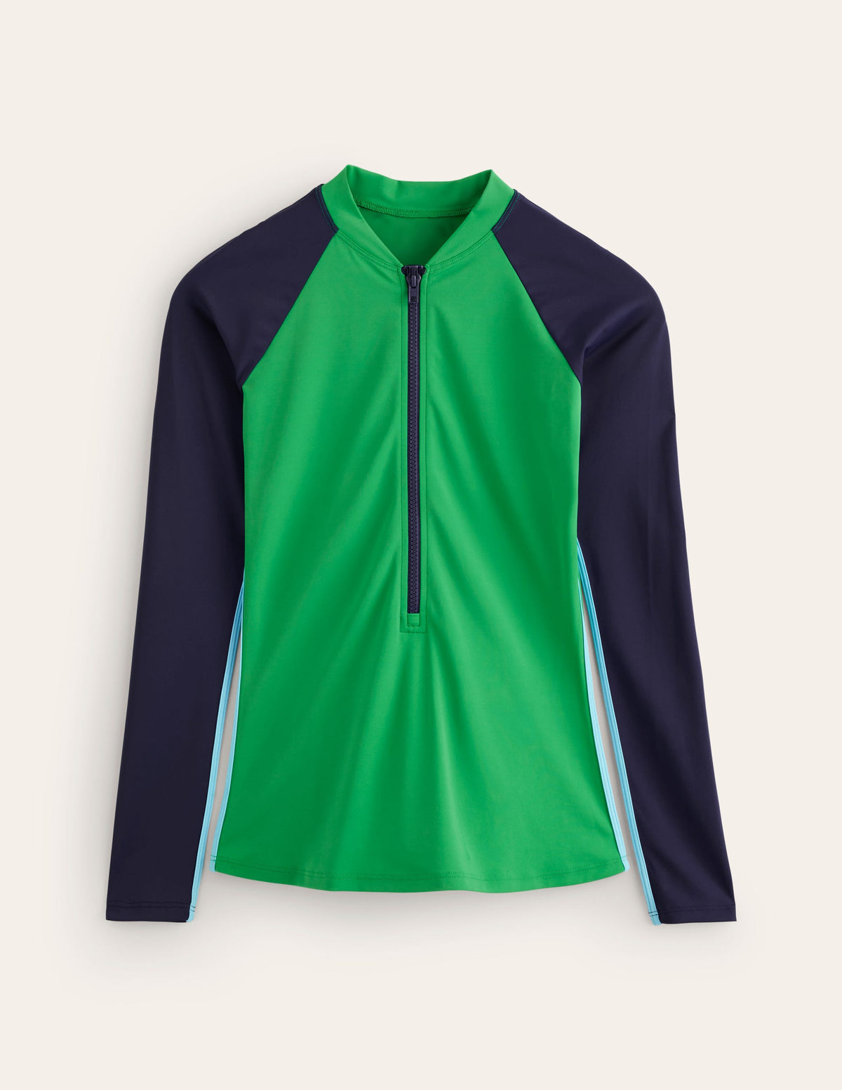 Piped Raglan Rash Guard-Navy/ Green Colourblock-5