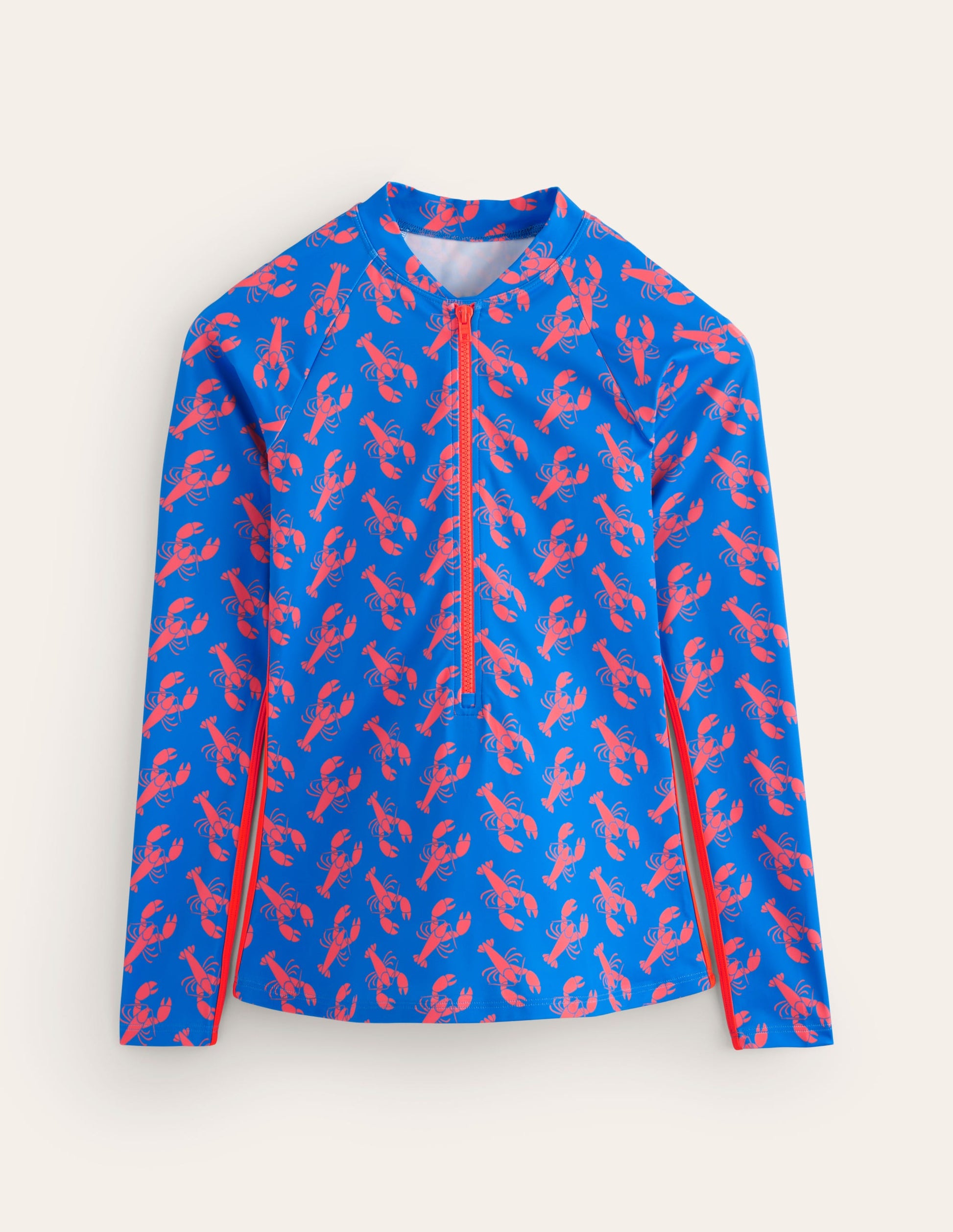 Piped Raglan Rash Guard-Indigo Bunting, Lobster-5
