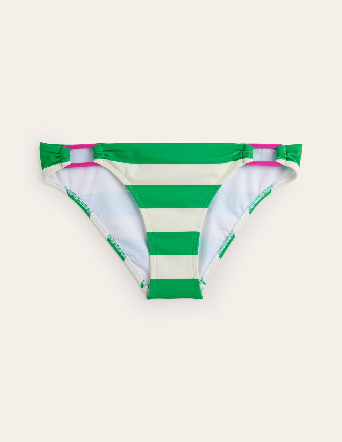 Resin Buckle Bikini Bottoms-Green/ Ivory Stripe - Image 6