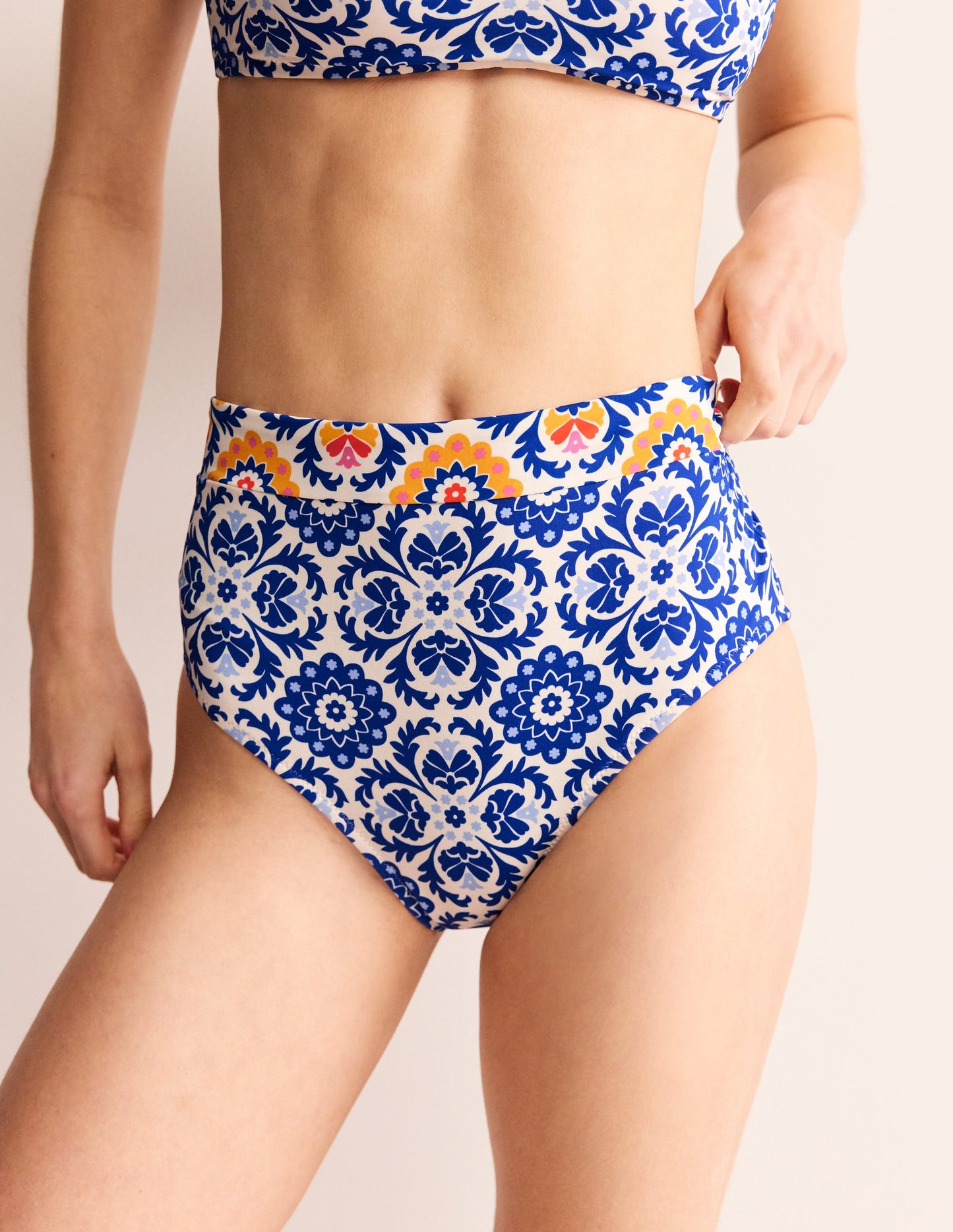 Panel High Waist Bottoms-Surf the Web, Mosaic Bloom