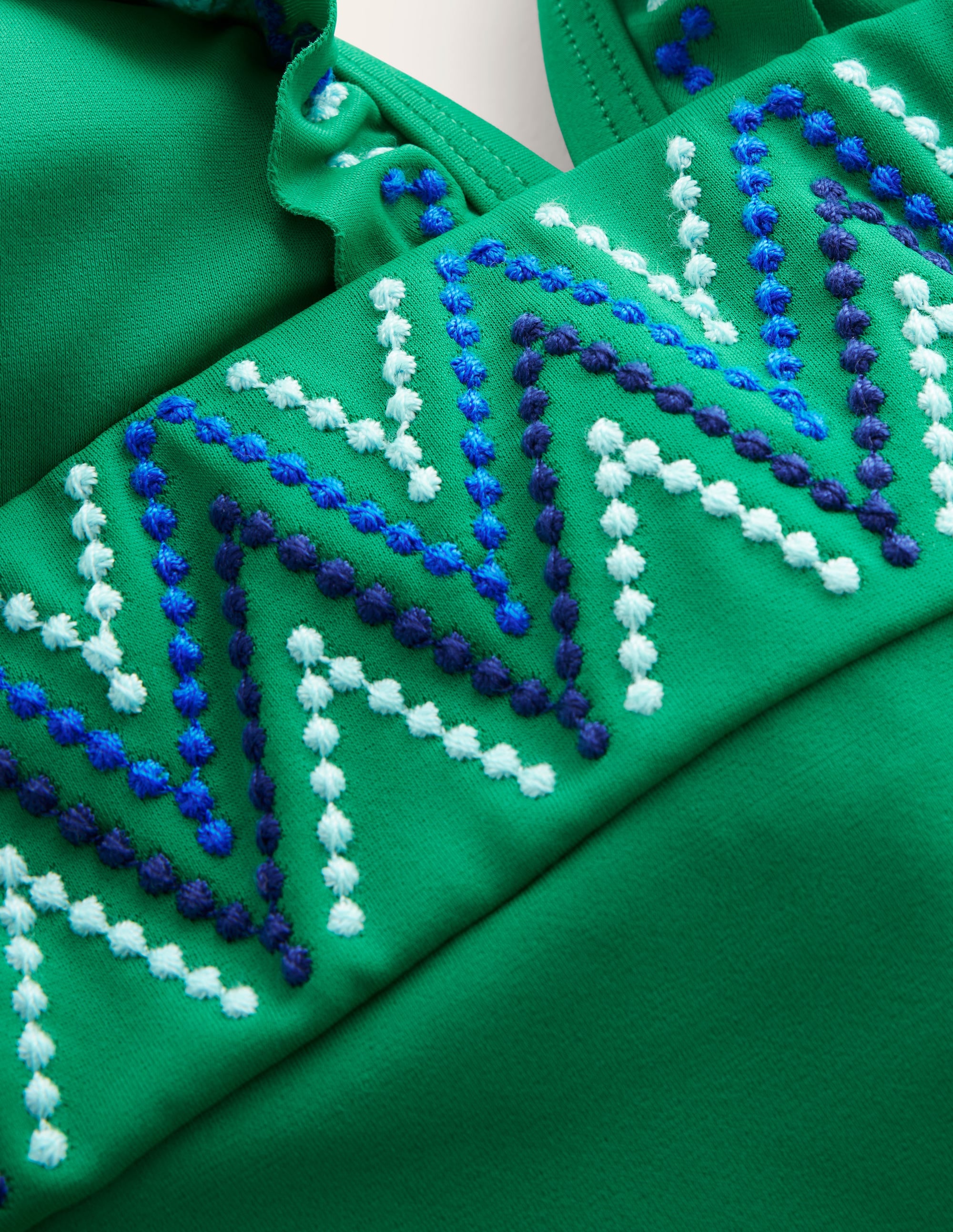 Embroidered Ruffle Swimsuit-Green - Image 6