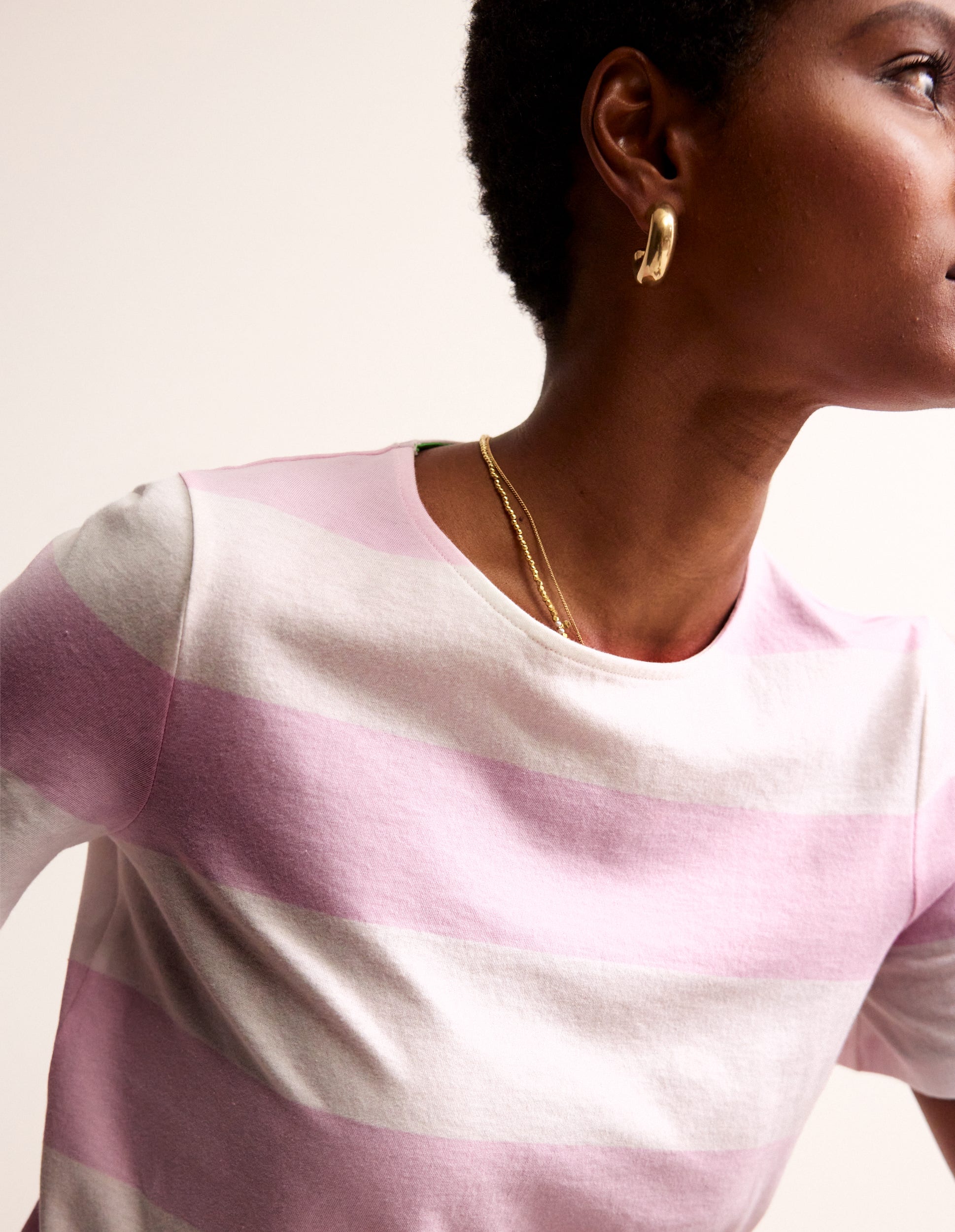 Bea Short Sleeve Breton-Pink Wide Stripe - Image 2