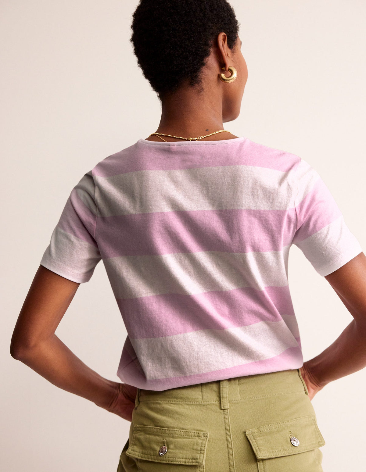 Bea Short Sleeve Breton-Pink Wide Stripe - Image 3