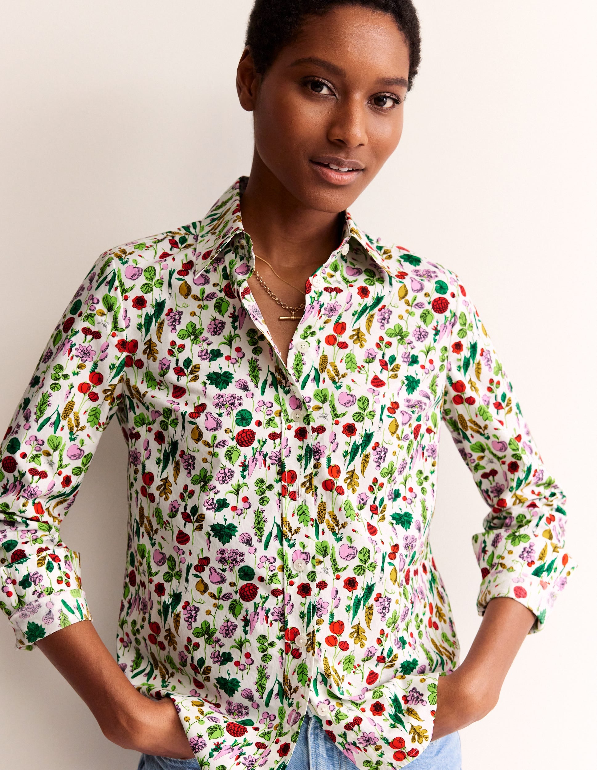 Sienna Cotton Shirt-Ivory, Spring Crop - Image 1