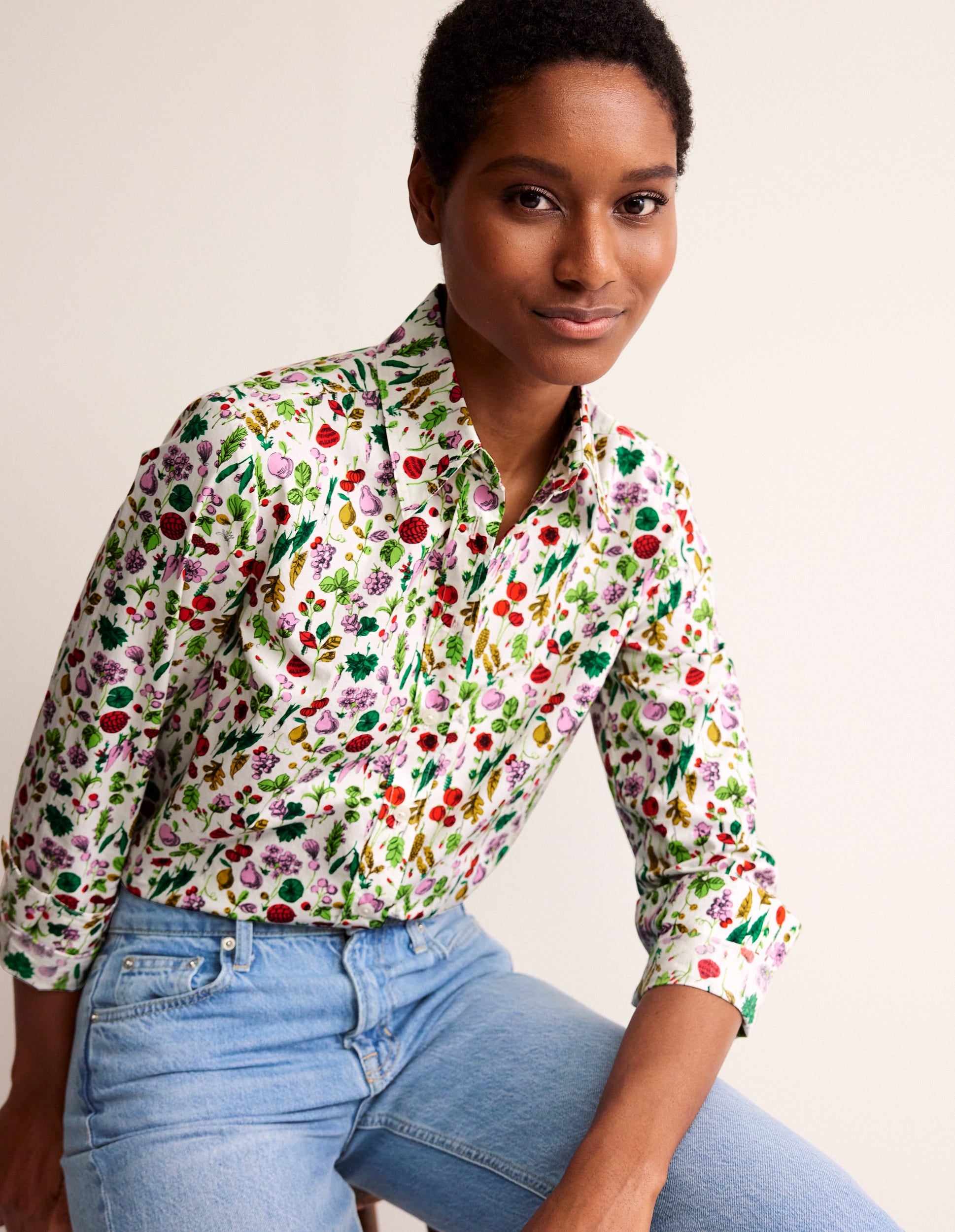 Sienna Cotton Shirt-Ivory, Spring Crop - Image 4