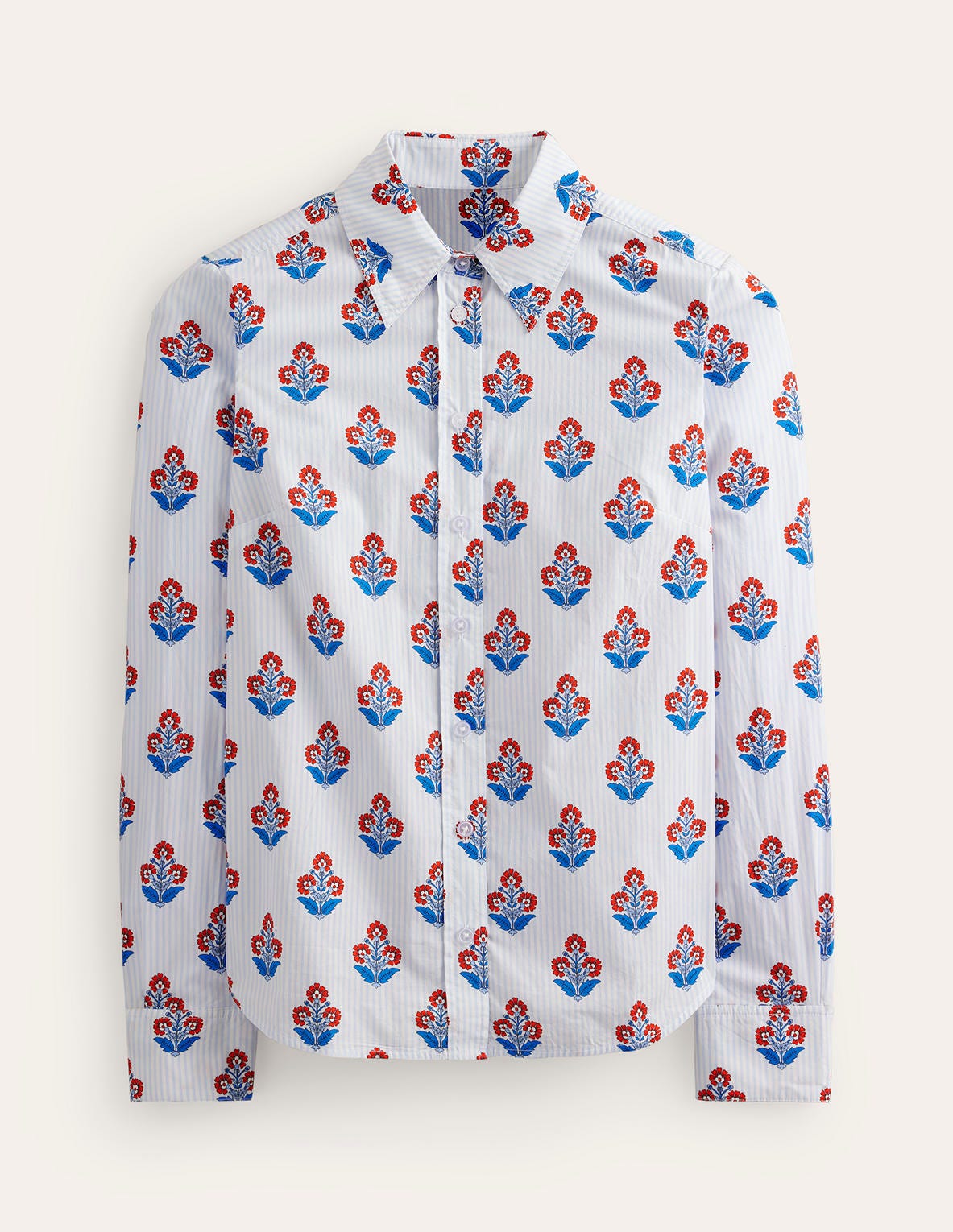 Sienna Cotton Shirt-Mandarin Red, Floret Stem - Image 6