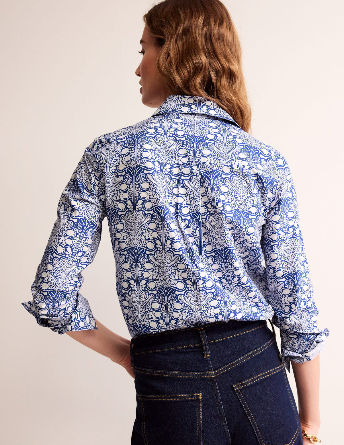Sienna Cotton Shirt-Surf the Web, Gardenia Swirl - Image 3