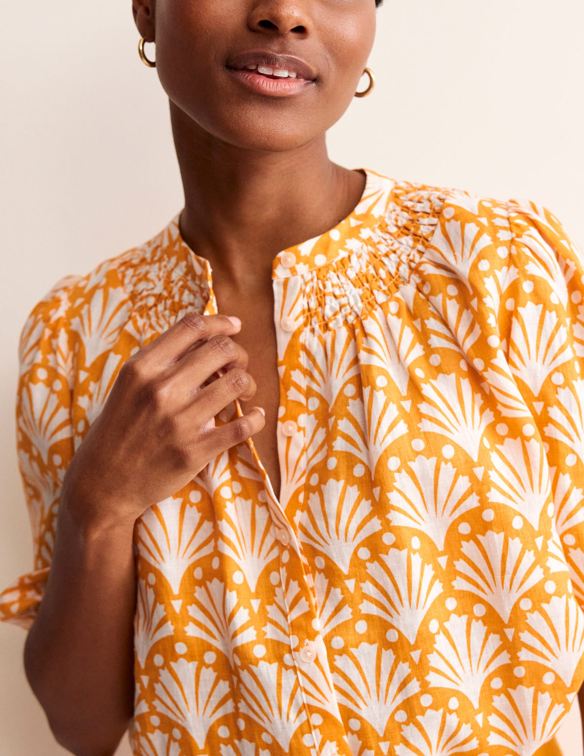 Ada Linen Top-Artisan Gold, Shells - Image 2