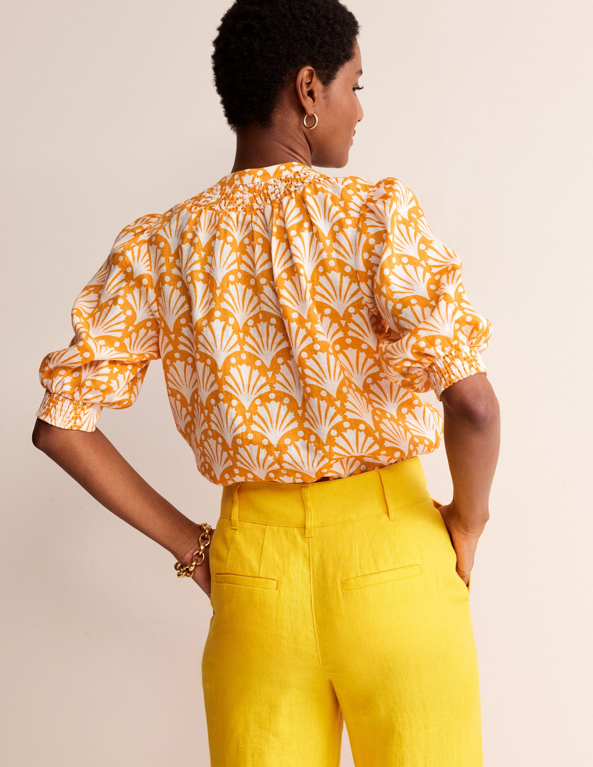Ada Linen Top-Artisan Gold, Shells - Image 3