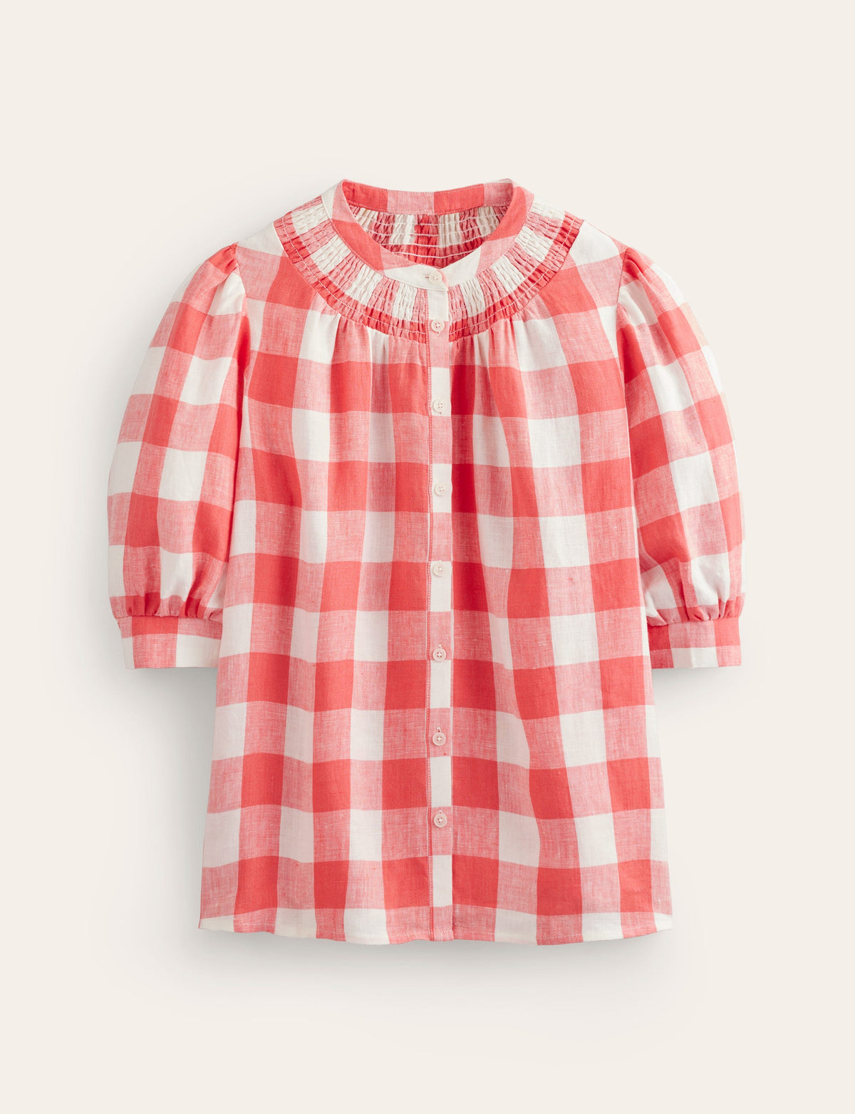 Ada Linen Top-Porcelain Rose, Gingham - Image 5