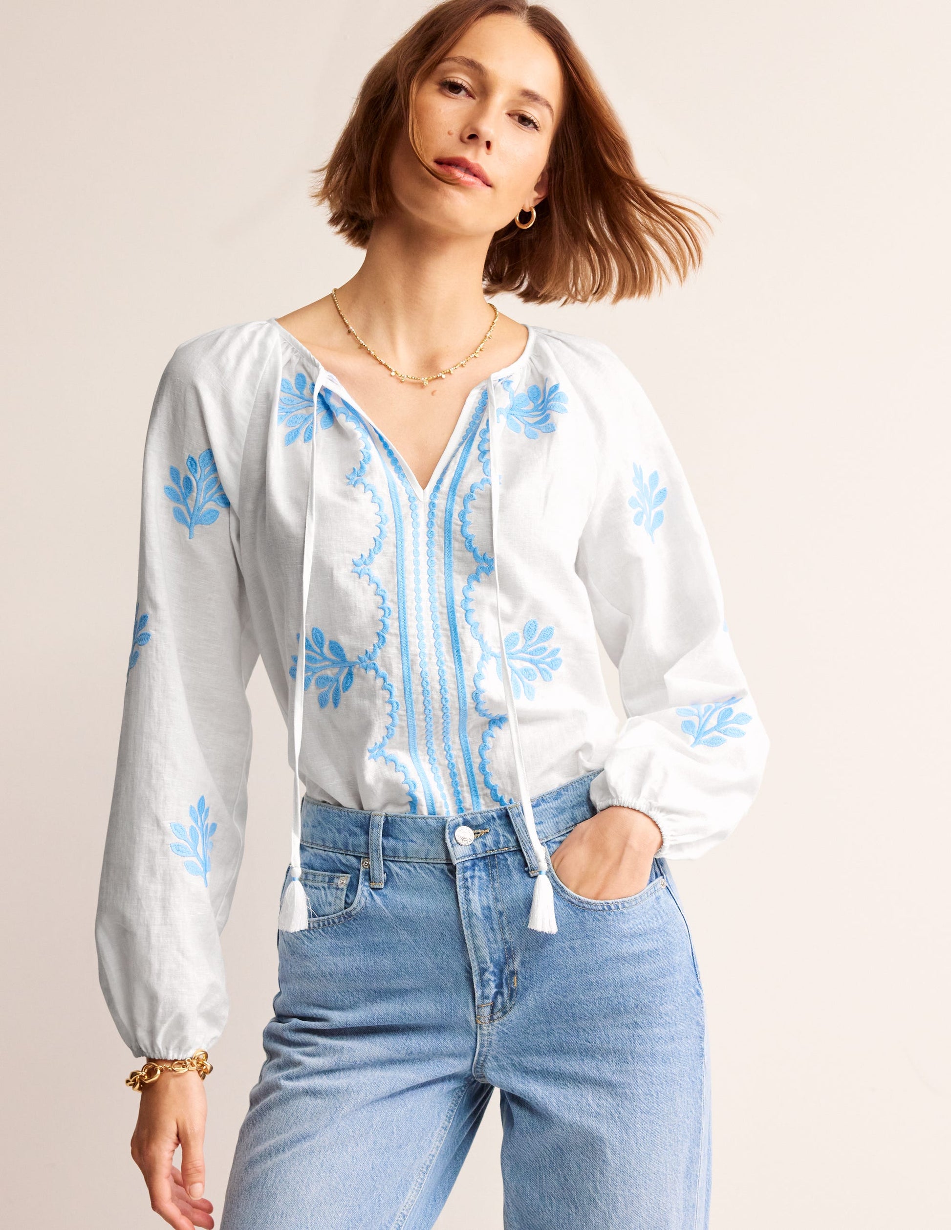 Serena Embroidered Blouse-White-4