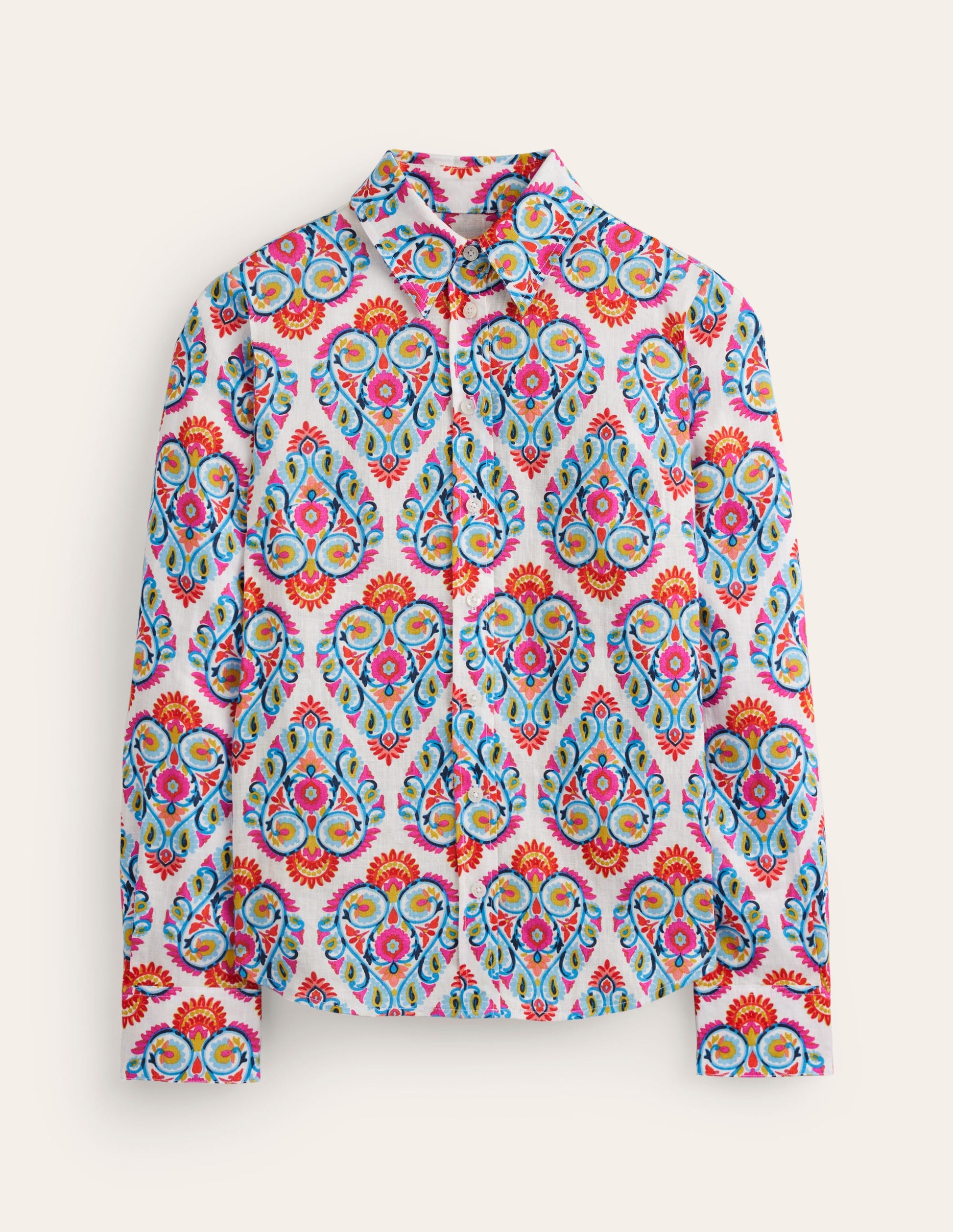 Sienna Linen Shirt-Multi, Flora Stamp-5