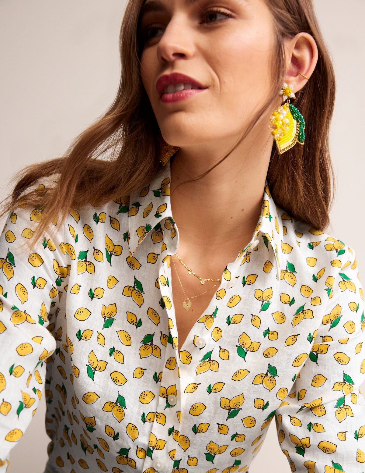 Sienna Linen Shirt-Ivory, Amalfi Lemons-2