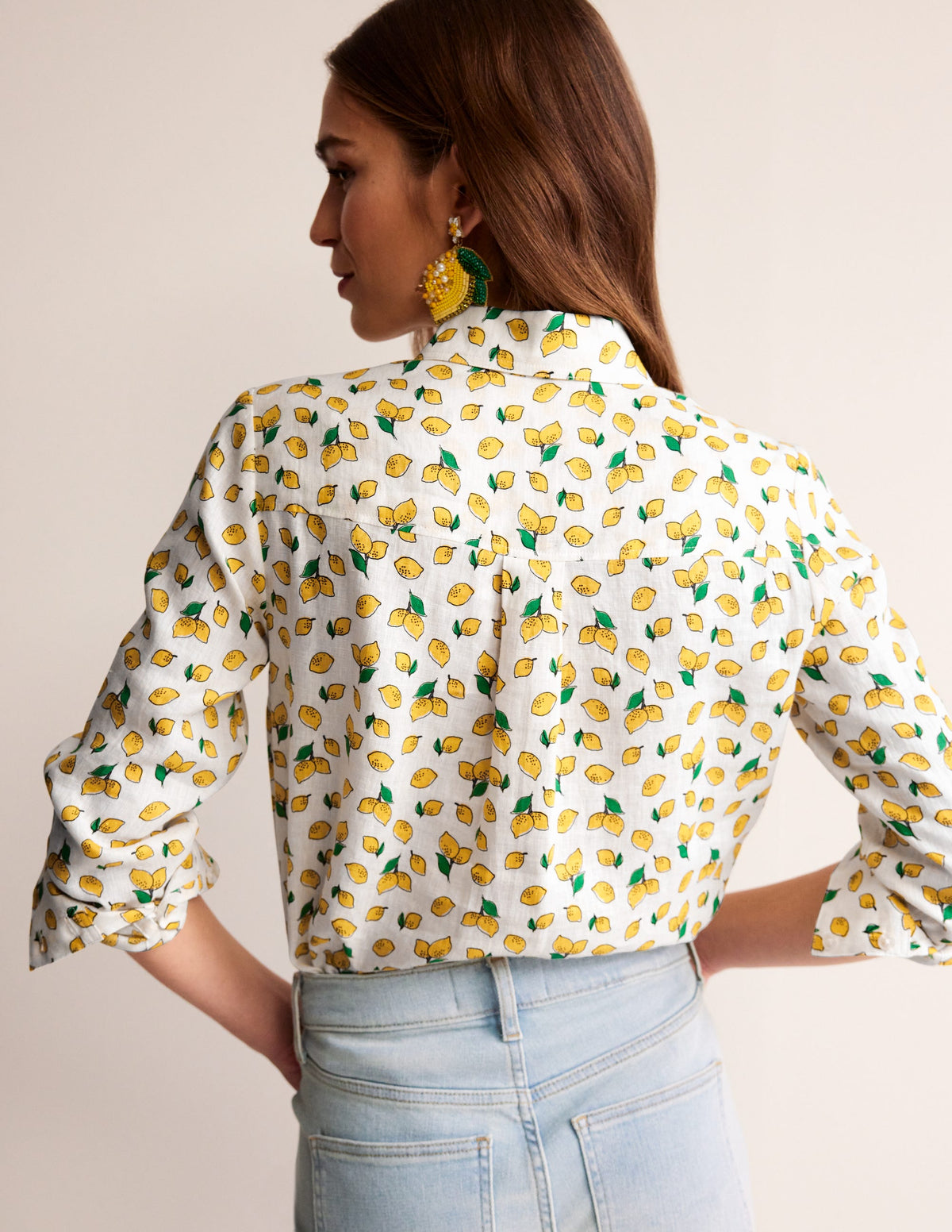 Sienna Linen Shirt-Ivory, Amalfi Lemons - Image 3