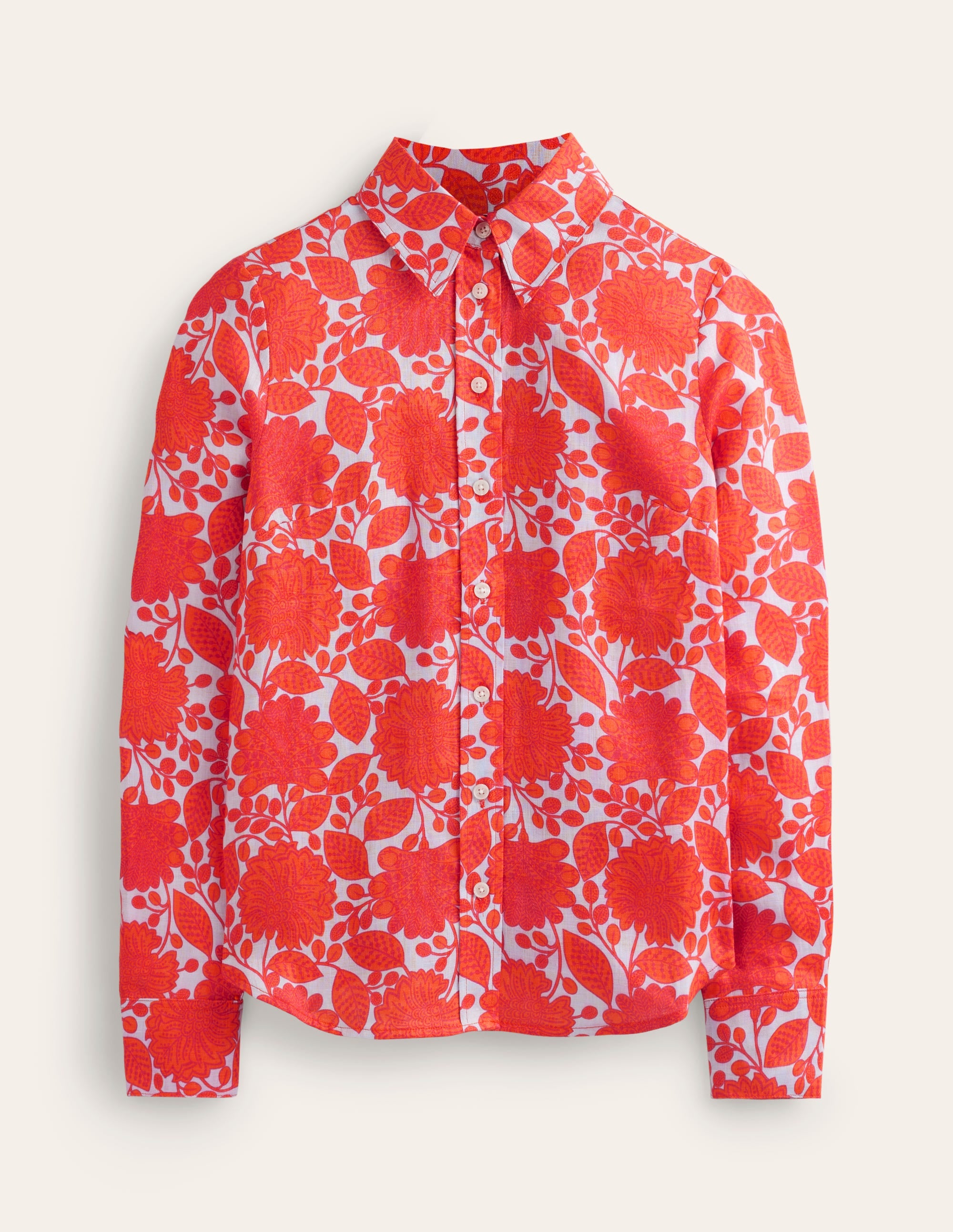 Sienna Linen Shirt-Firecracker, Gardenia Swirl - Image 5