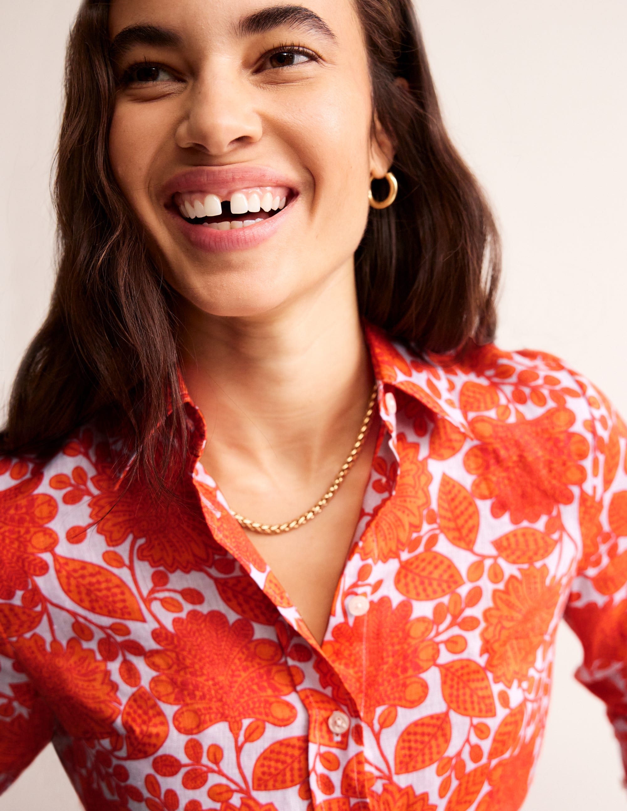 Sienna Linen Shirt-Firecracker, Gardenia Swirl - Image 1