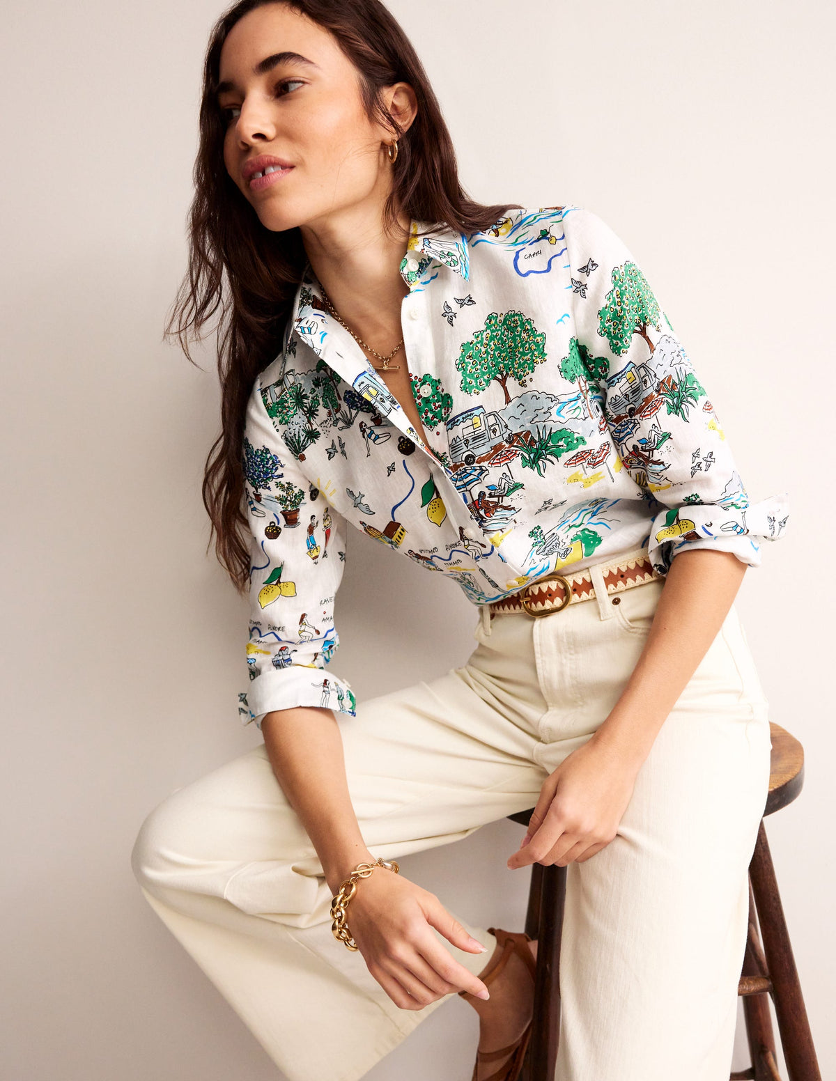 Sienna Linen Shirt-Ivory, Amalfi-4