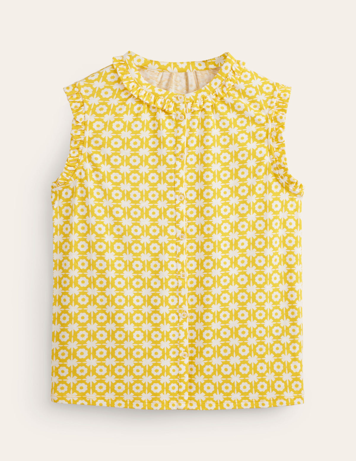 Olive Sleeveless Shirt-Passion Fruit, Blossom Tile-5