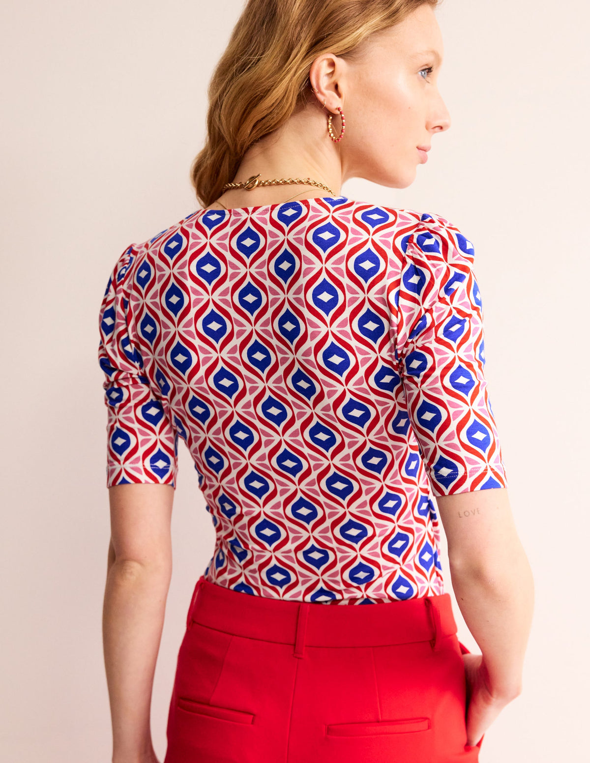 Wrap Front Jersey Top-Rubicondo, Diamond Wave-3