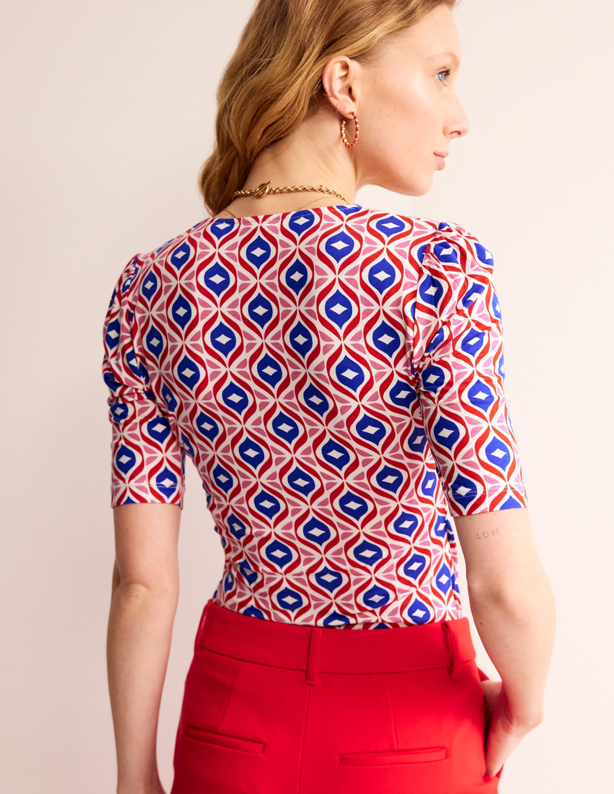 Wrap Front Jersey Top-Rubicondo, Diamond Wave - Image 3