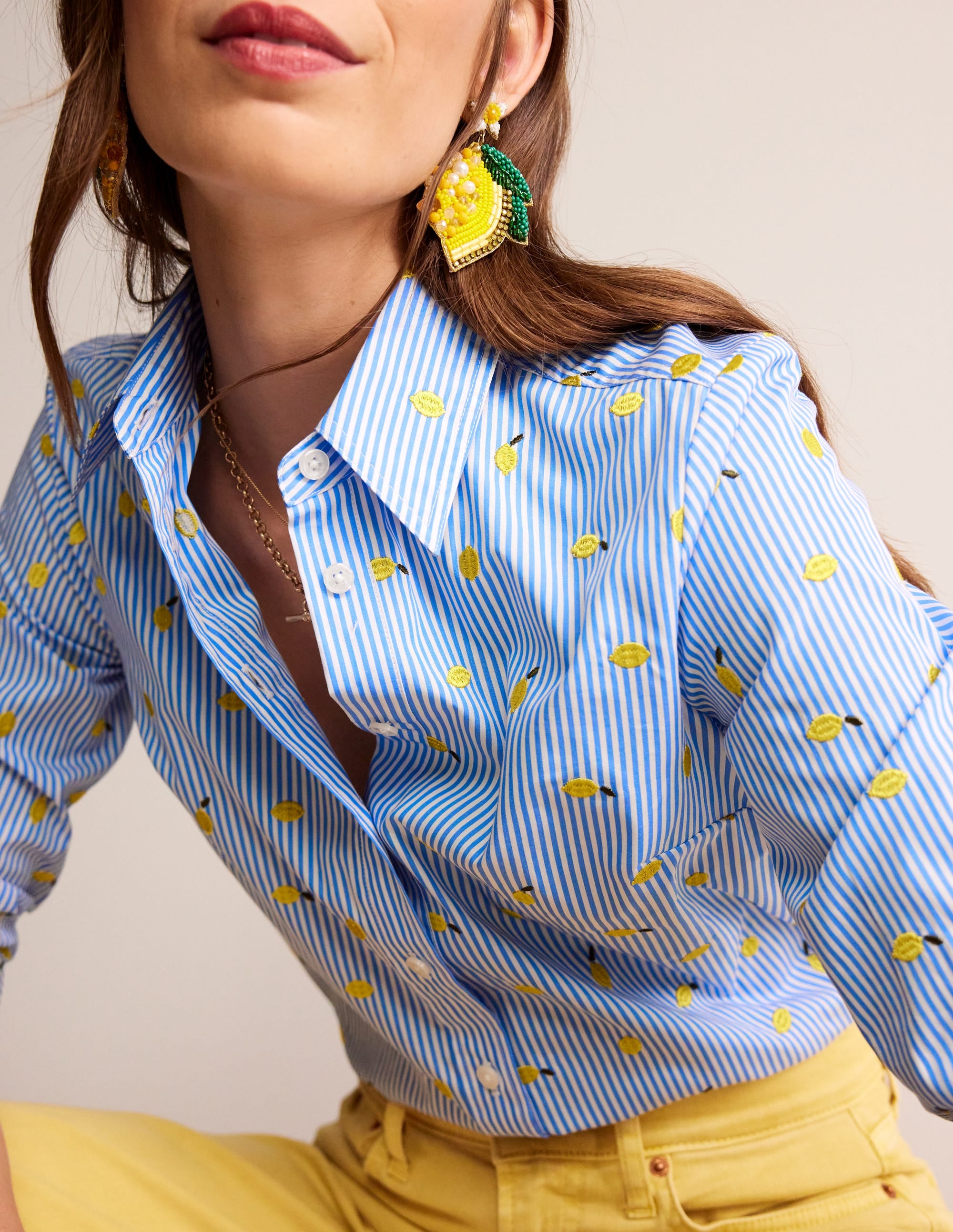 Sienna Embroidered Shirt-Passion Fruit, Lemons - Image 2