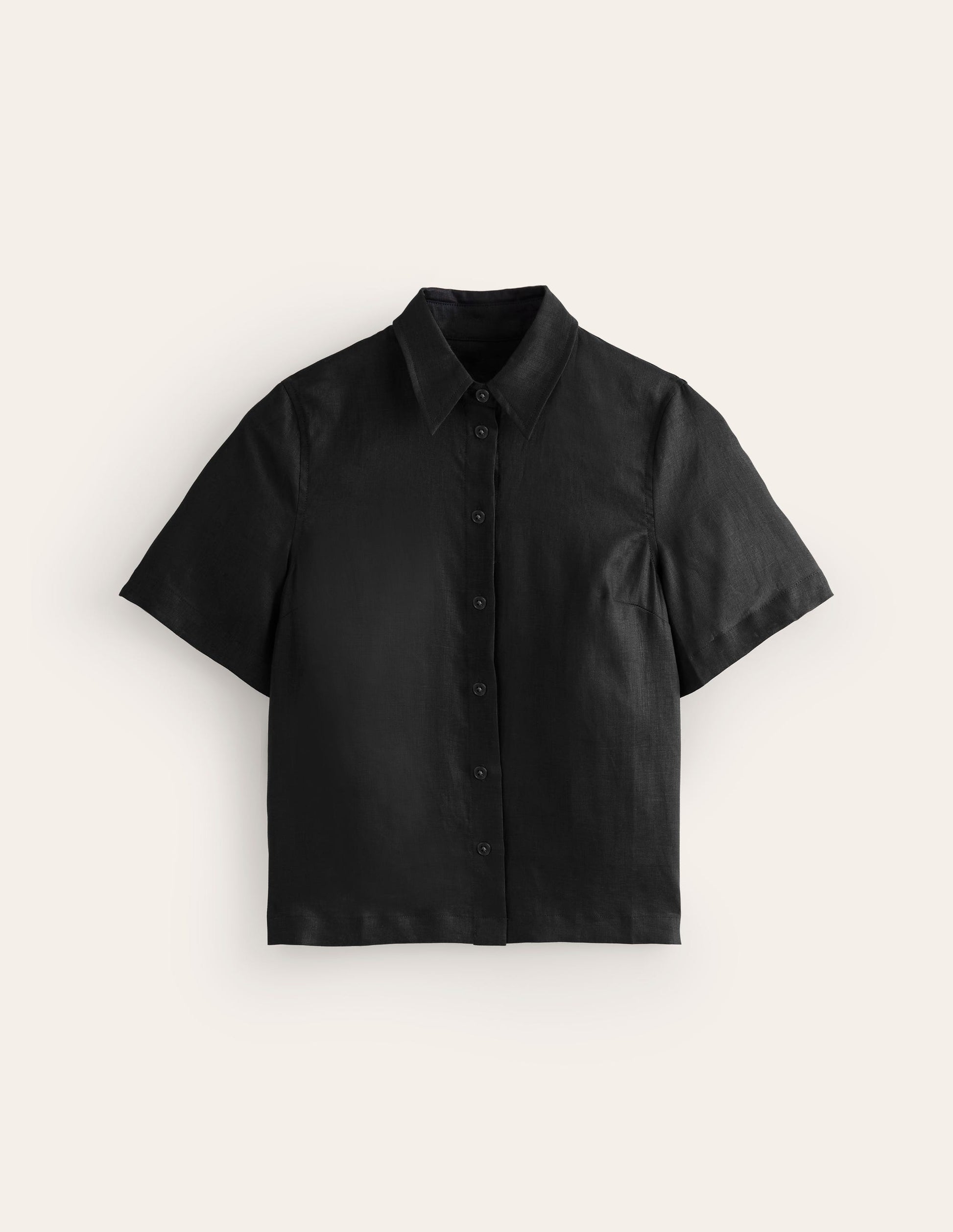 Hazel Short Sleeve Linen Shirt-Black-5