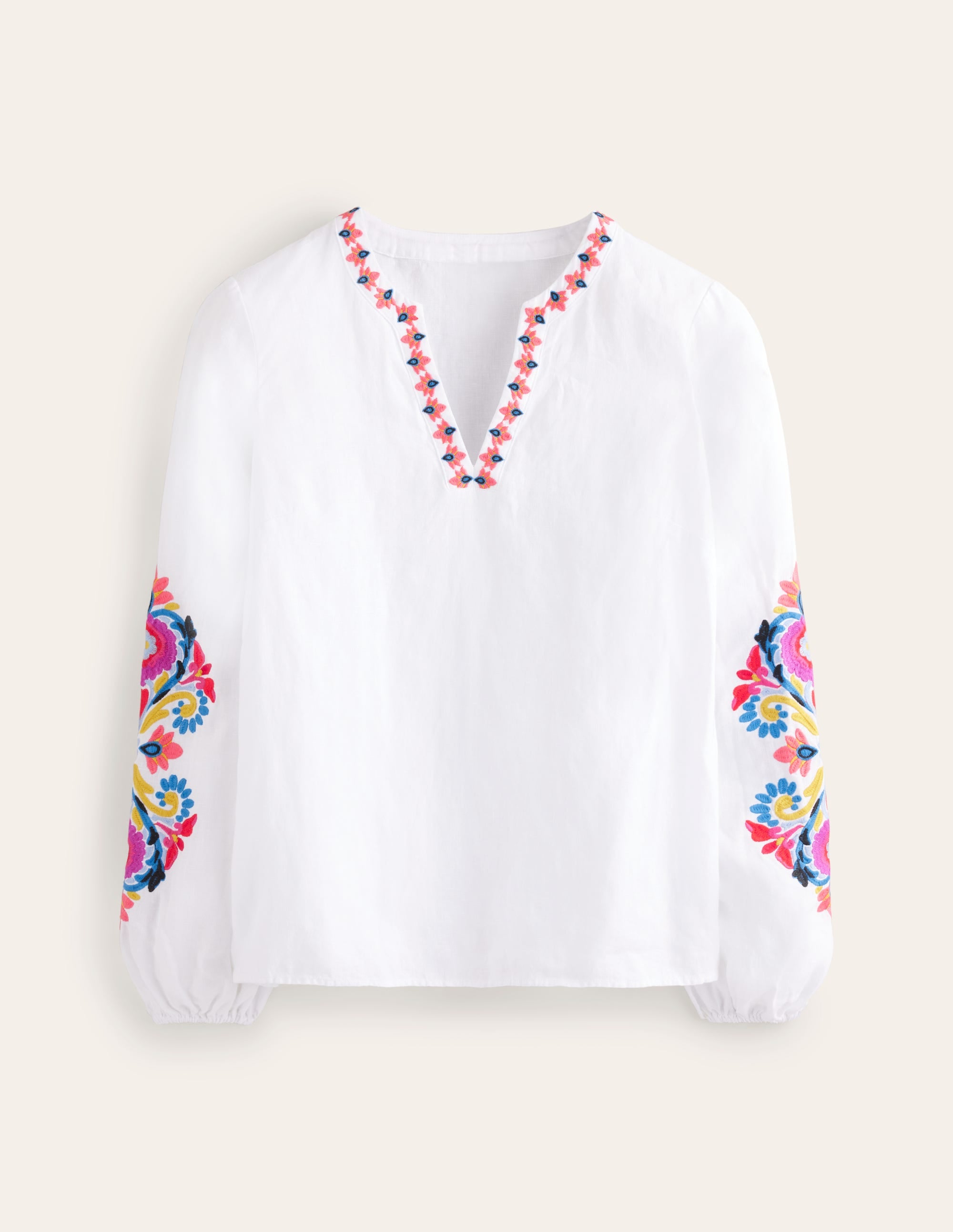 Bonnie Linen Top-White, Multi Floral - Image 8