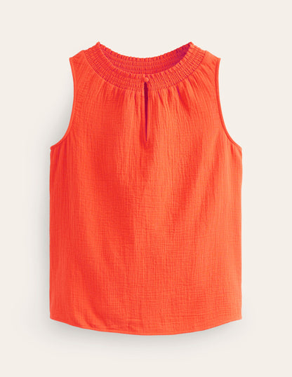 Georgia Double Cloth Top-Mandarin Orange