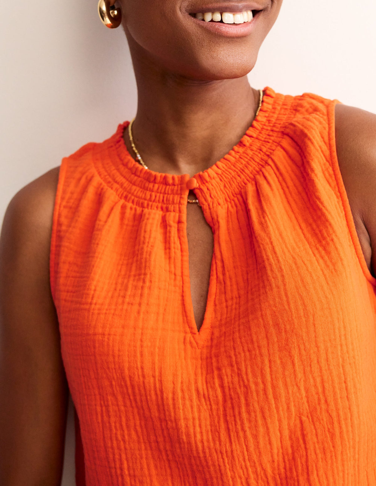 Georgia Double Cloth Top-Mandarin Orange - Image 2