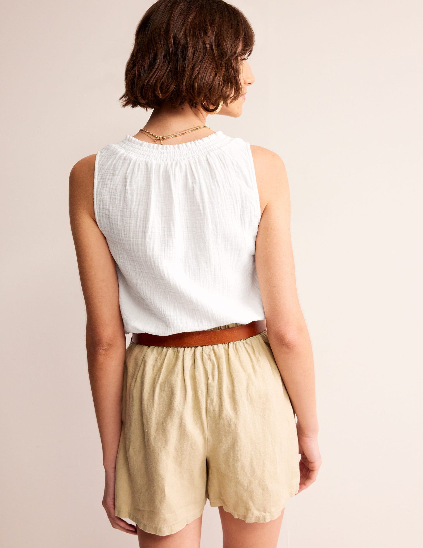 Georgia Double Cloth Top-White