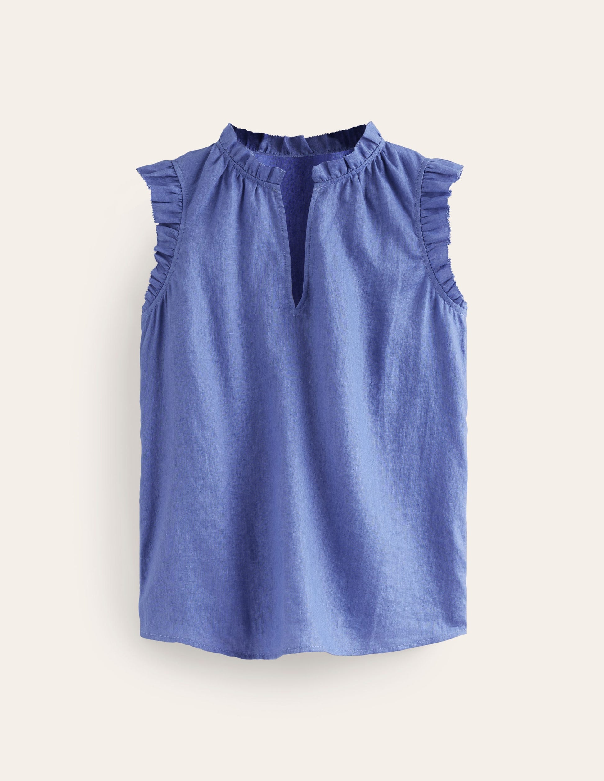 Frill Sleeve Linen Notch Top-Ebb & Flow-5