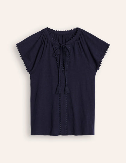 Millie Trim Detail Top-Navy-5