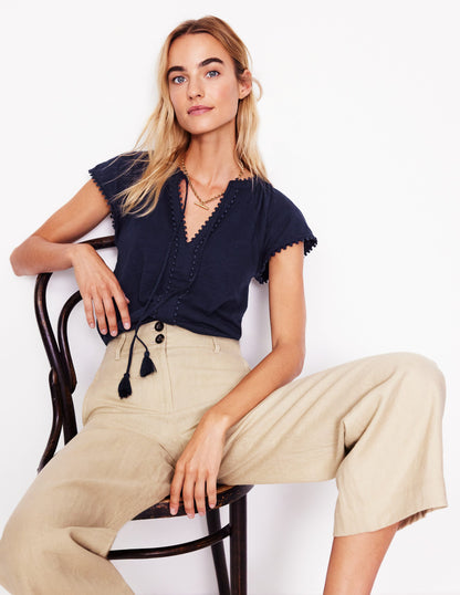 Millie Trim Detail Top-Navy-4