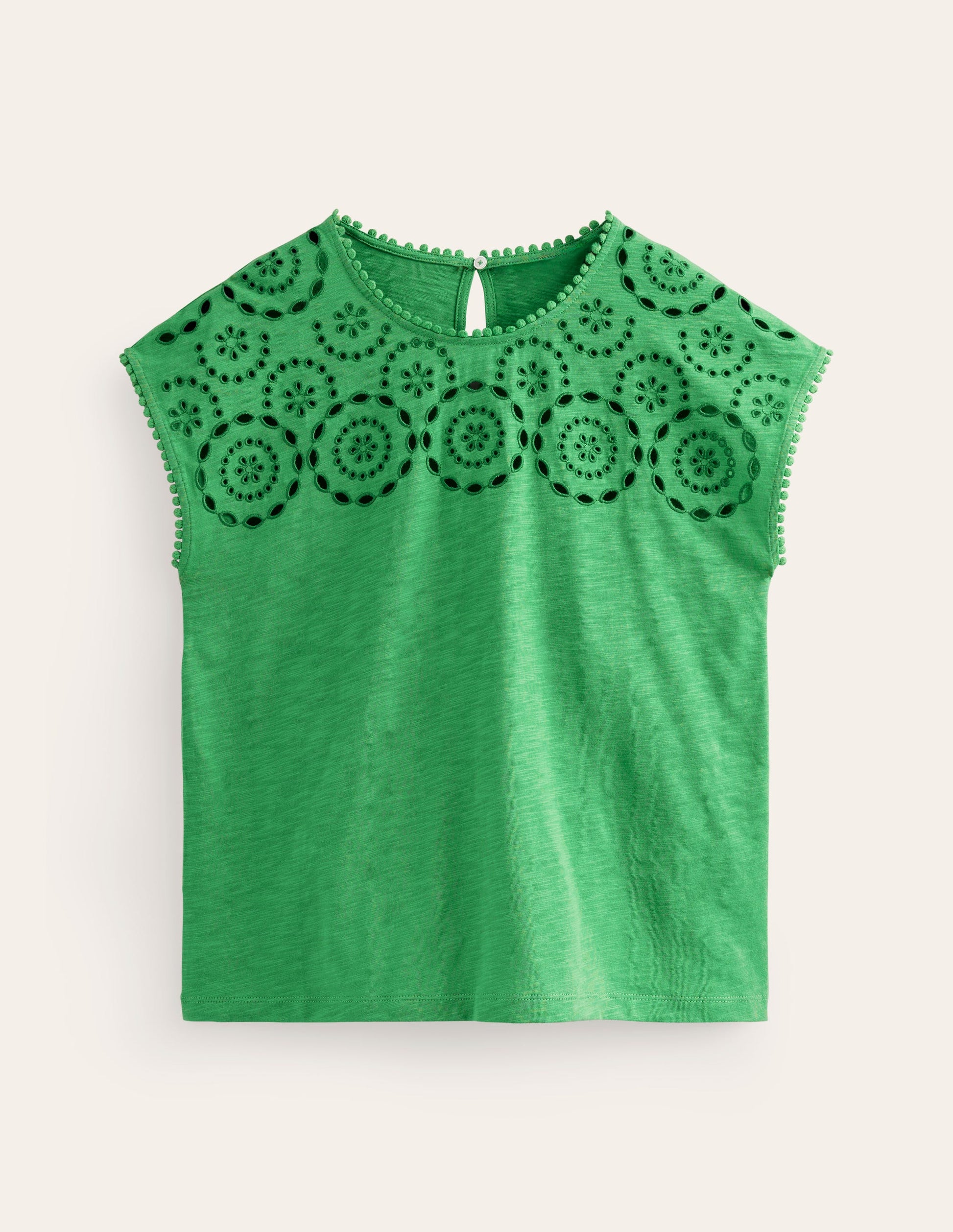 Sasha Broderie T-Shirt-Kelly Green-5