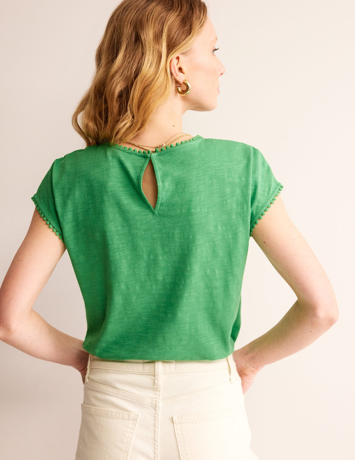 Sasha Broderie T-Shirt-Kelly Green-3