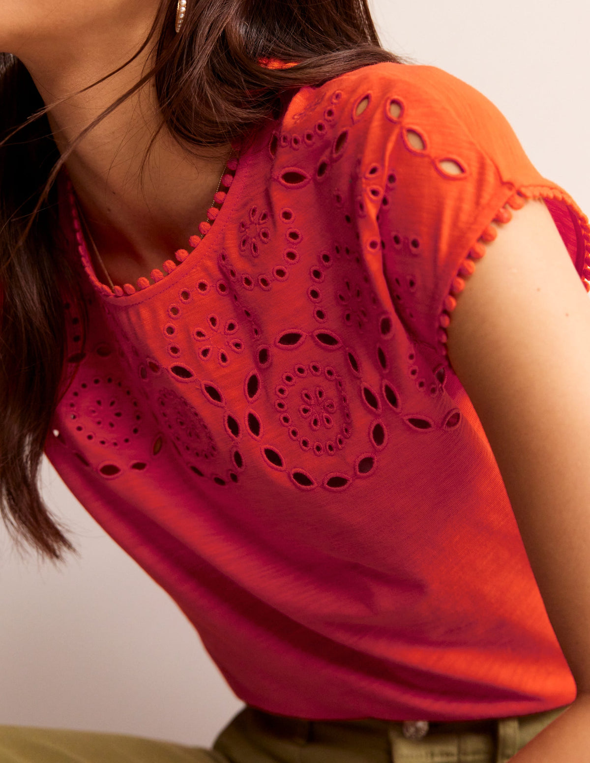 Sasha Broderie T-Shirt-Mandarin Orange-2