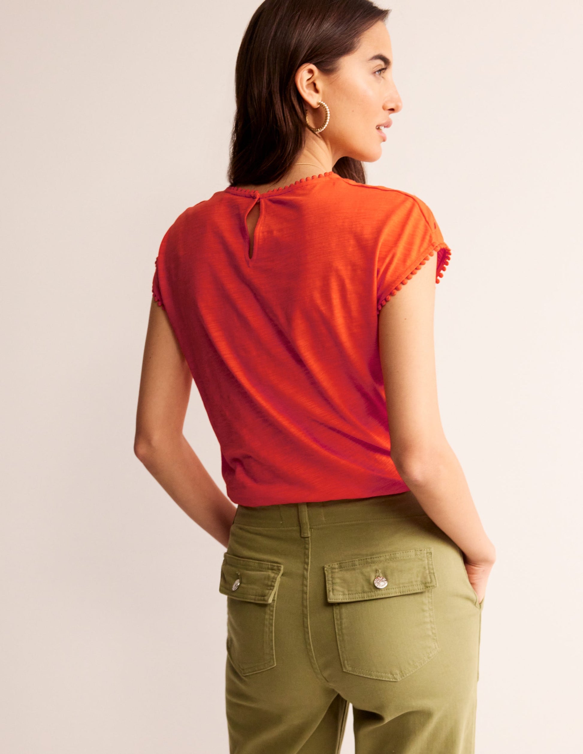 Sasha Broderie T-Shirt-Mandarin Orange-3