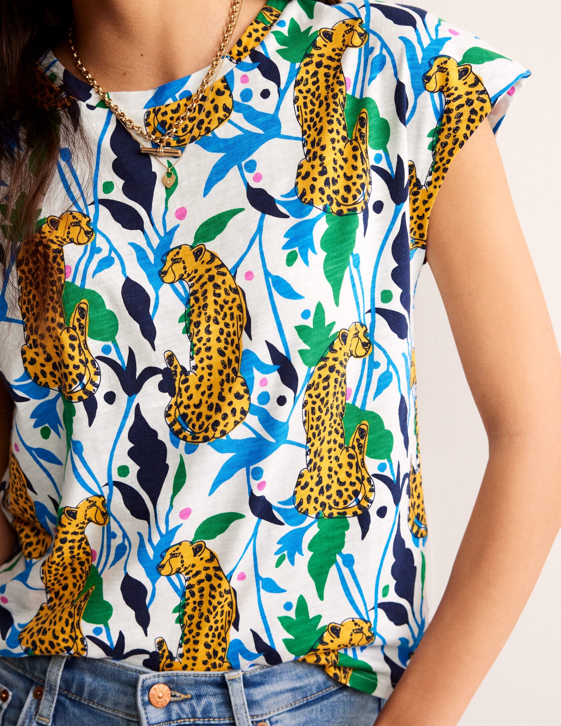 Louisa Printed Slub T-Shirt-Multi, Leopard Vine-3