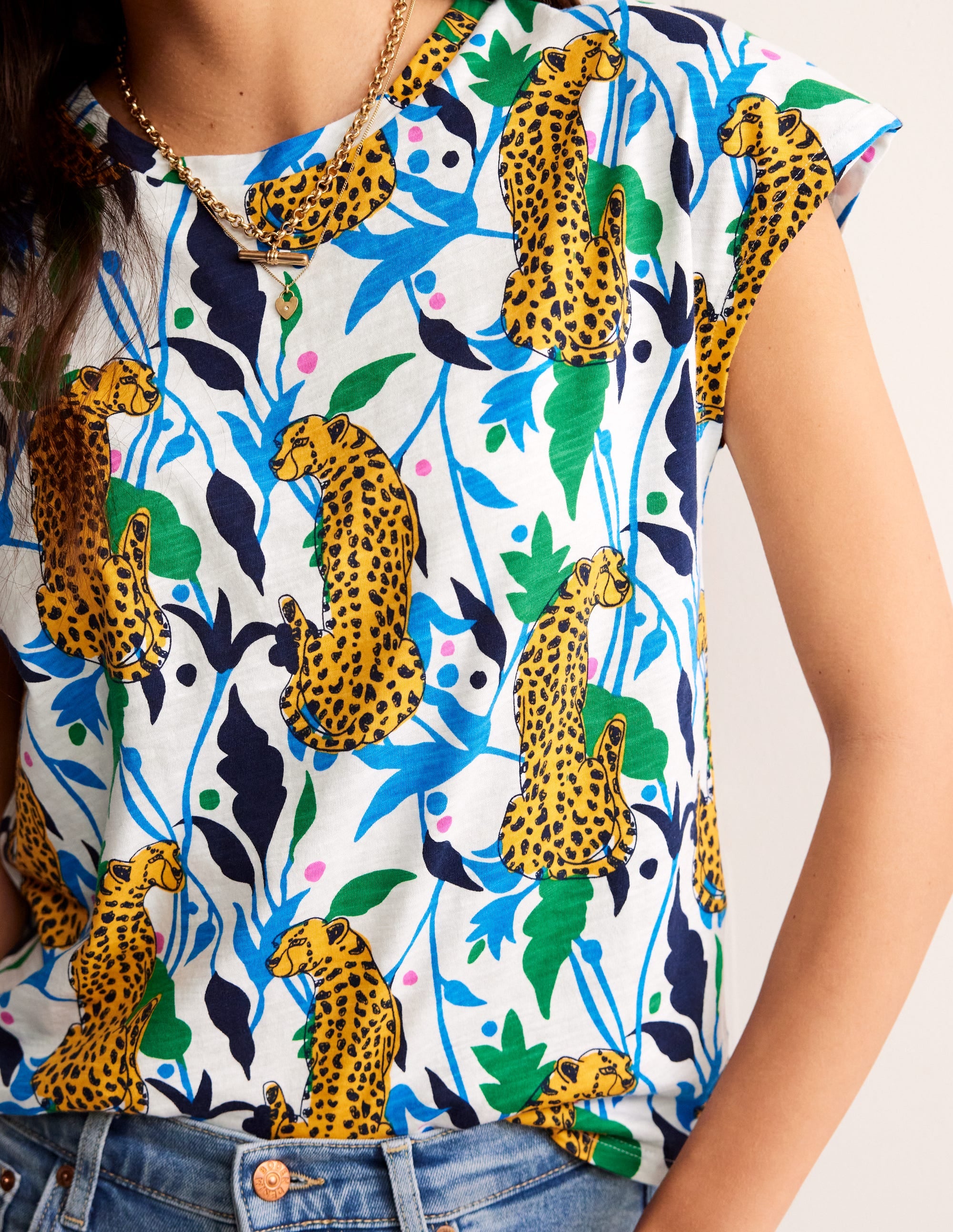 Louisa Printed Slub T-Shirt-Multi, Leopard Vine - Image 3