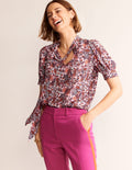 Pussy-Bow Silk Blouse-Orchid Pink, Fantastical