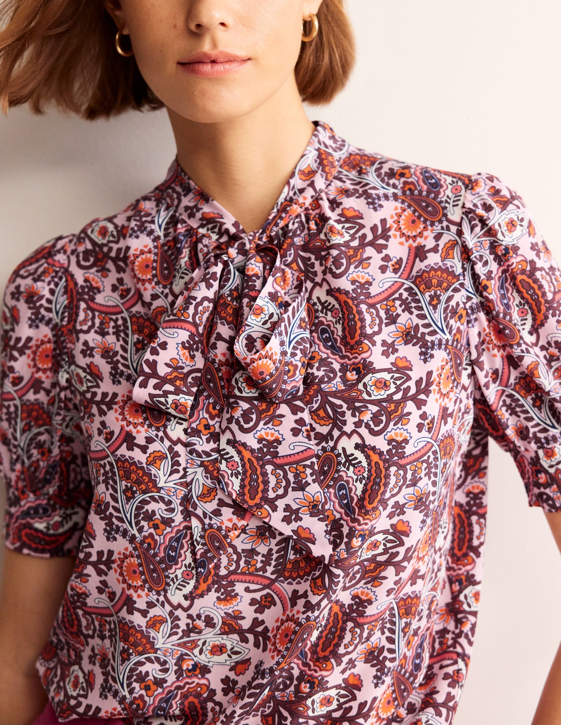 Pussy-Bow Silk Blouse-Orchid Pink, Fantastical-2